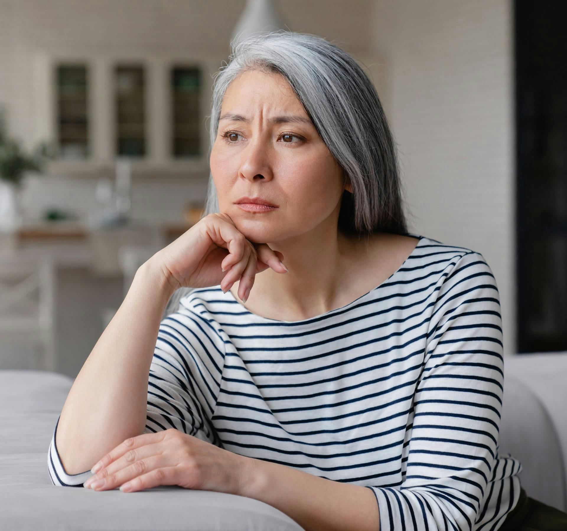woman in a striped shirt