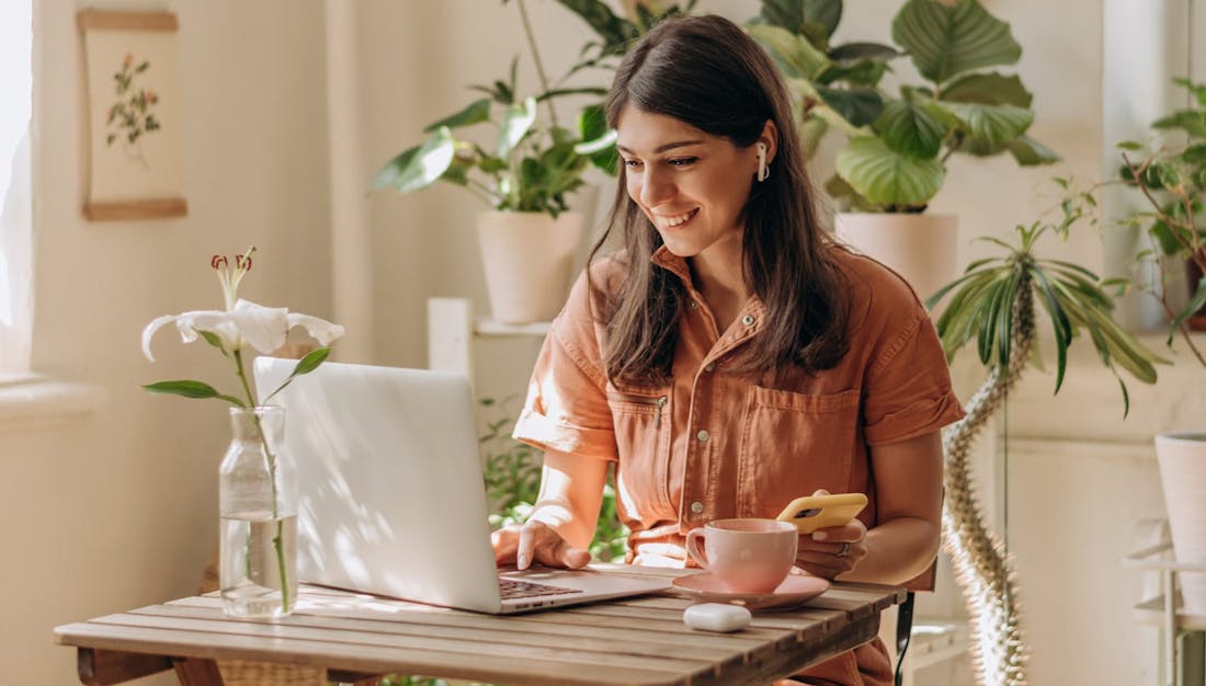woman working on a laptop