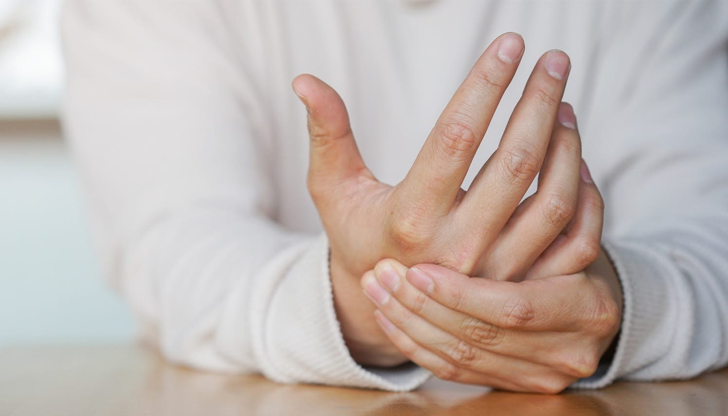 man holding his hands