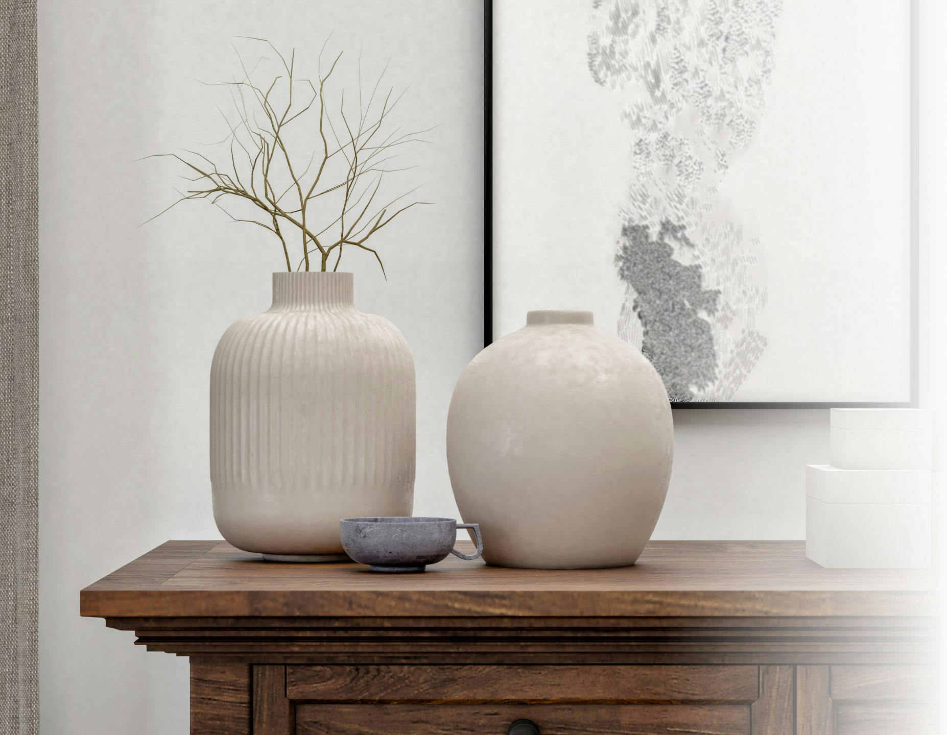 Vases on a table