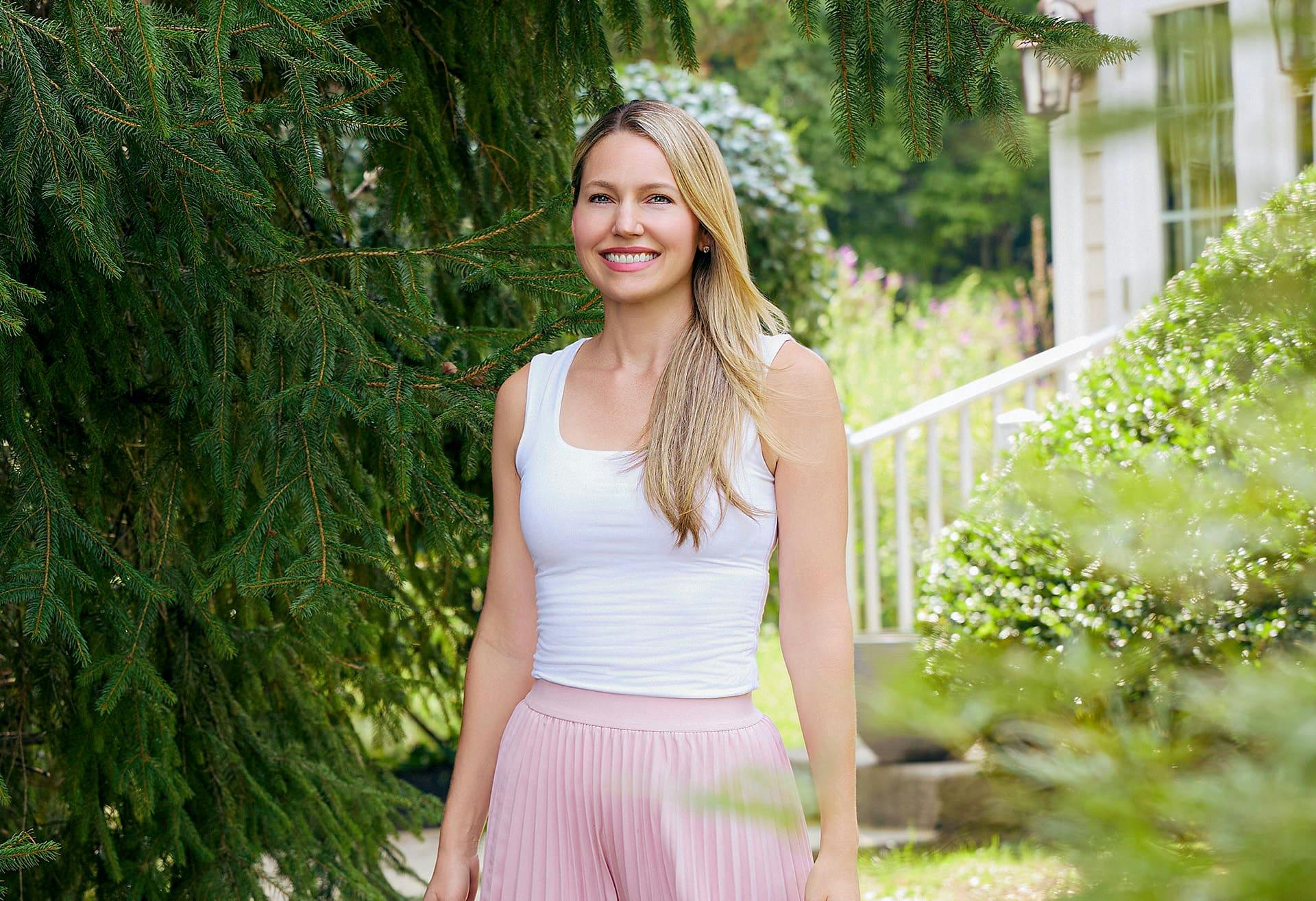 Woman smiling outside