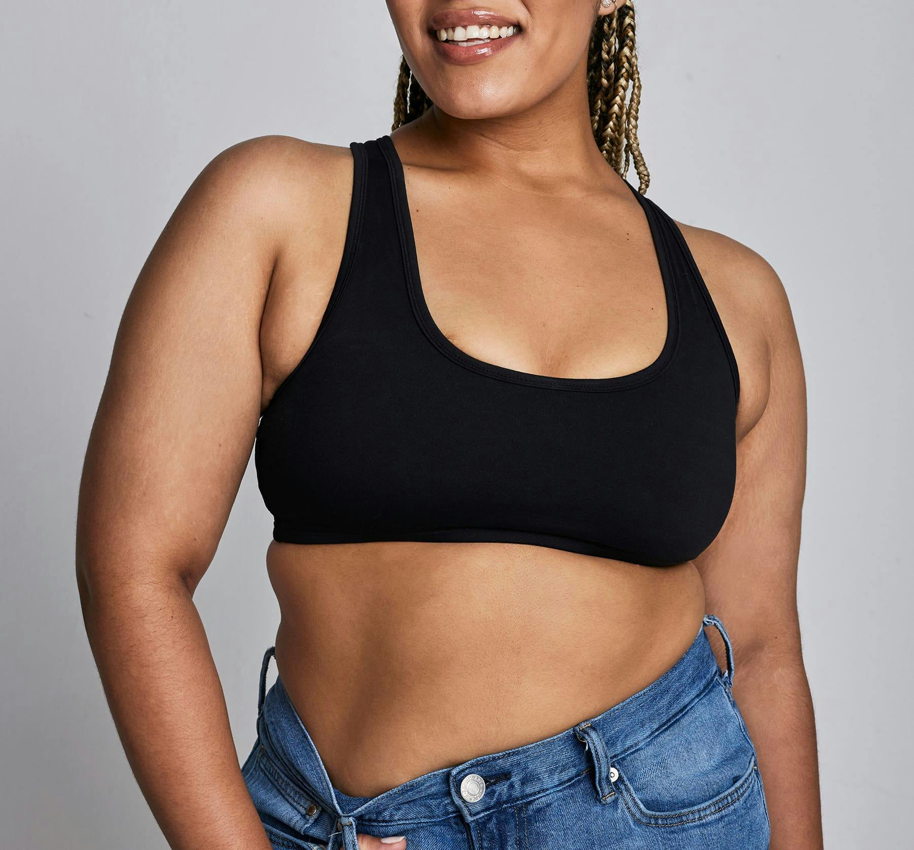 A woman smiling