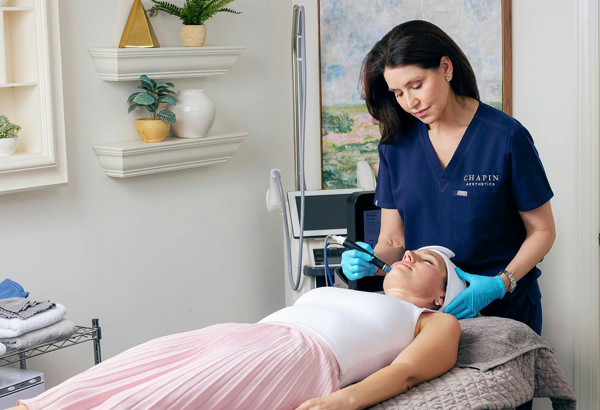 Woman and doctor during treatment