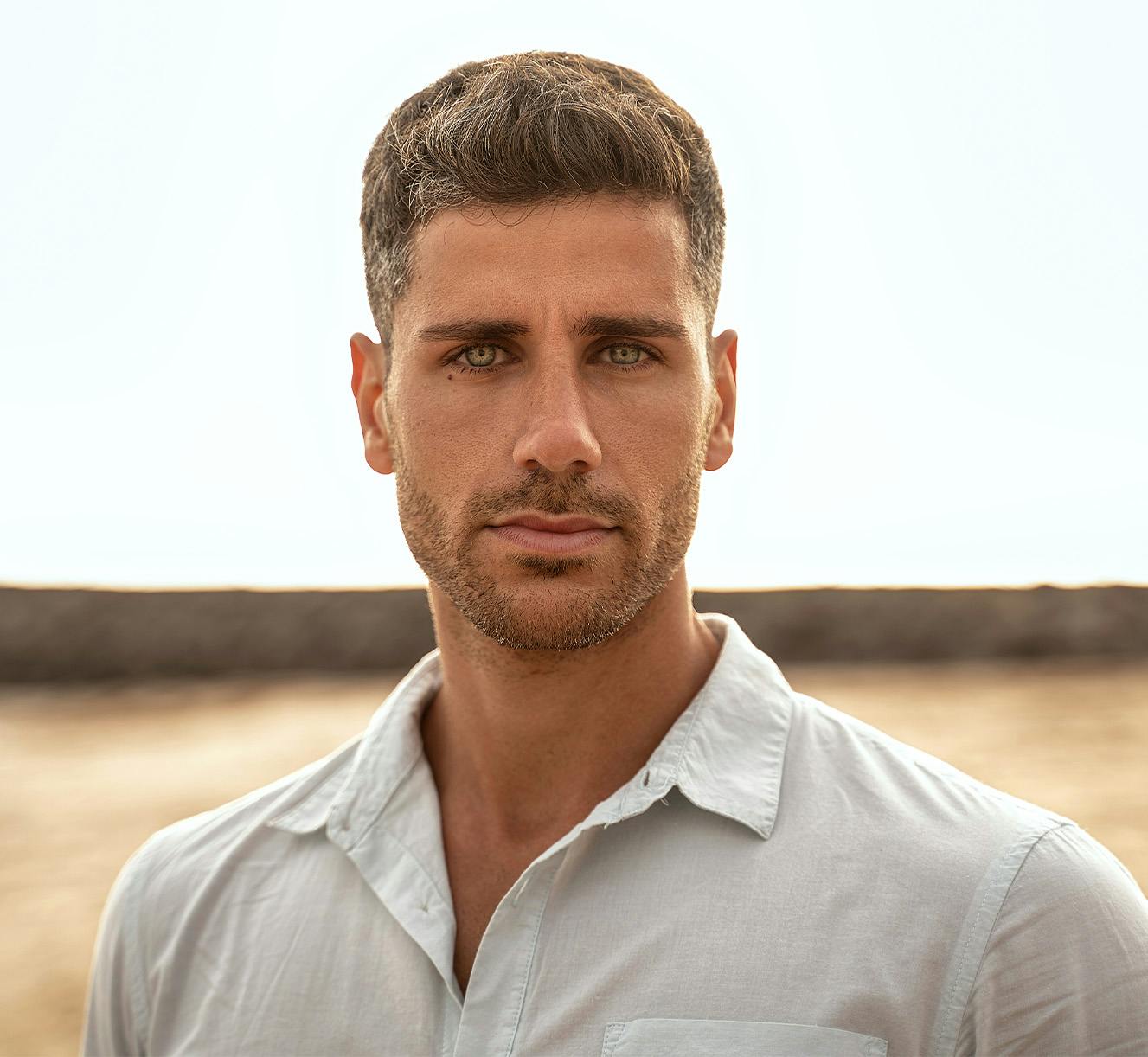 man looking at camera