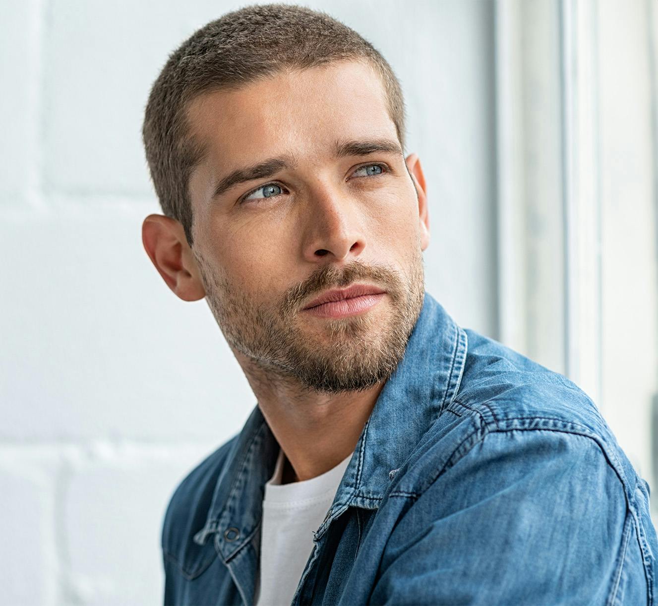 man looking over shoulder