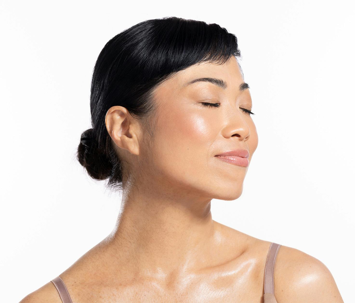 woman with head turned