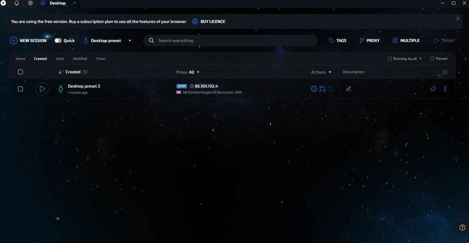 Linken Sphere dashboard screenshot