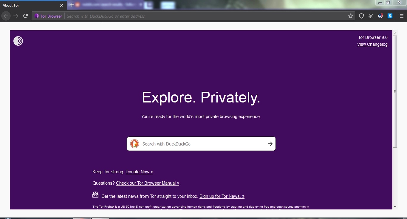 Скриншот браузера Tor