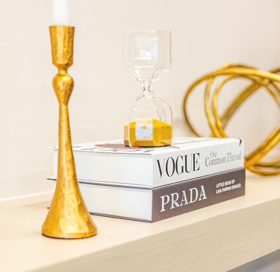 candle sticks and books