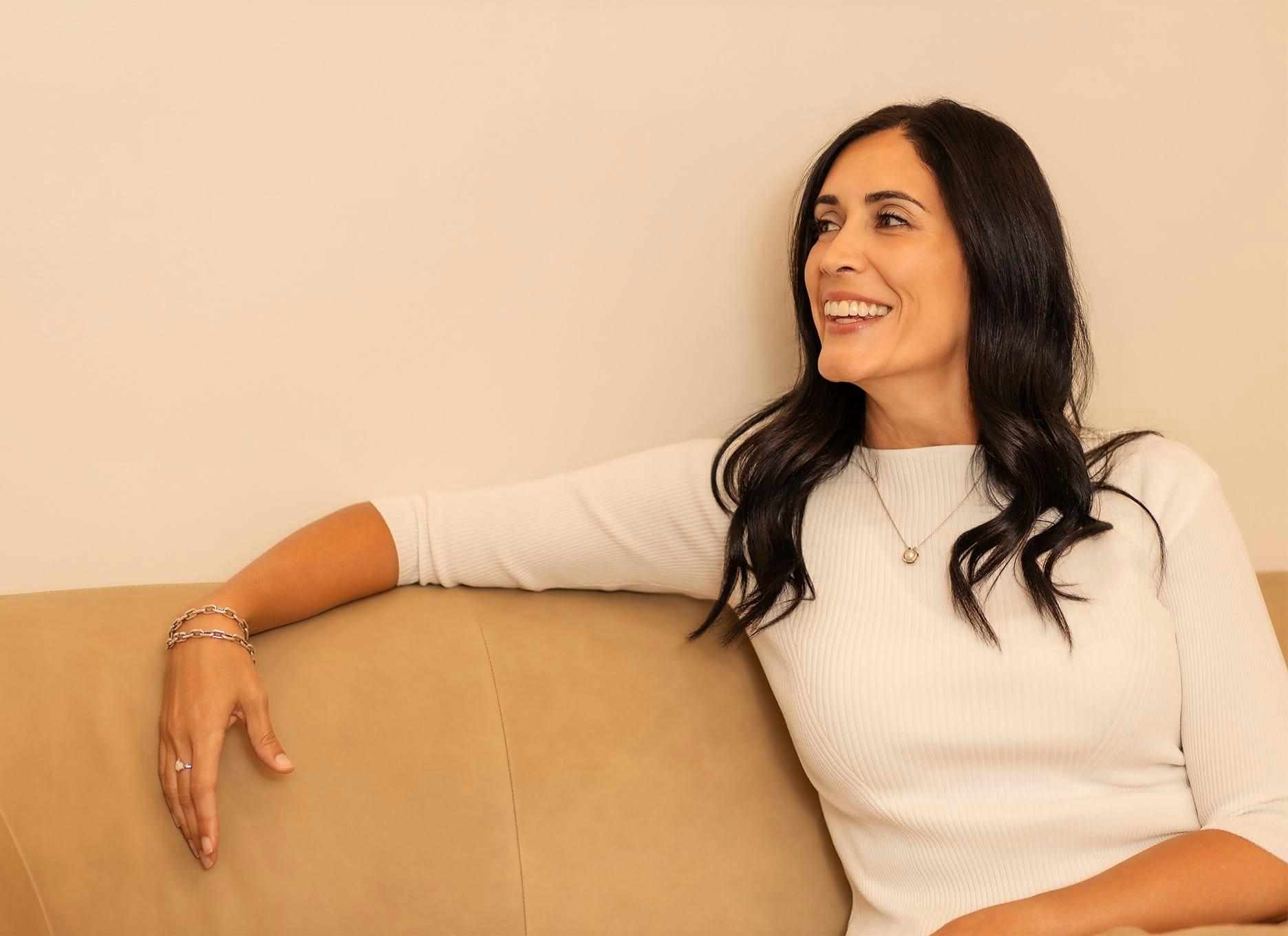 woman sititng on a couch