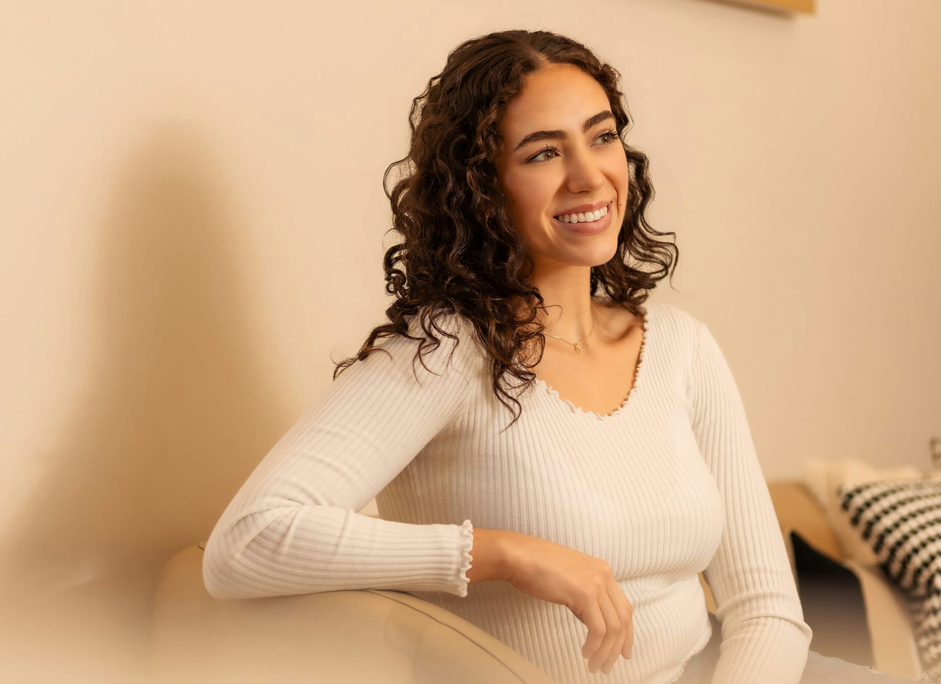 woman with curly hair