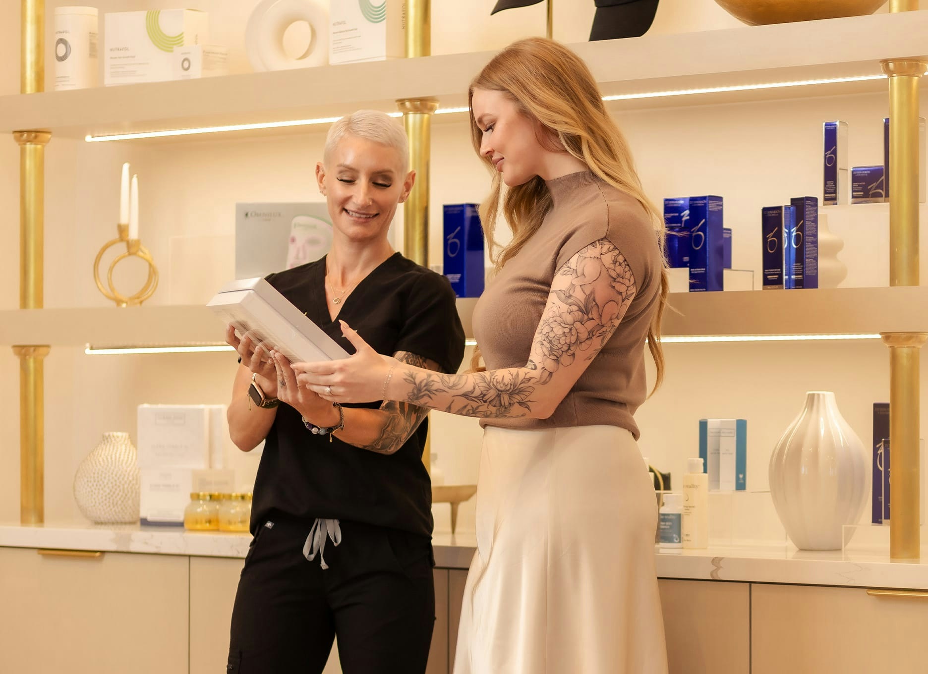 woman looking at products