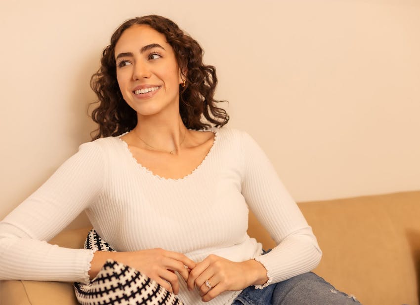 woman in a white shirt