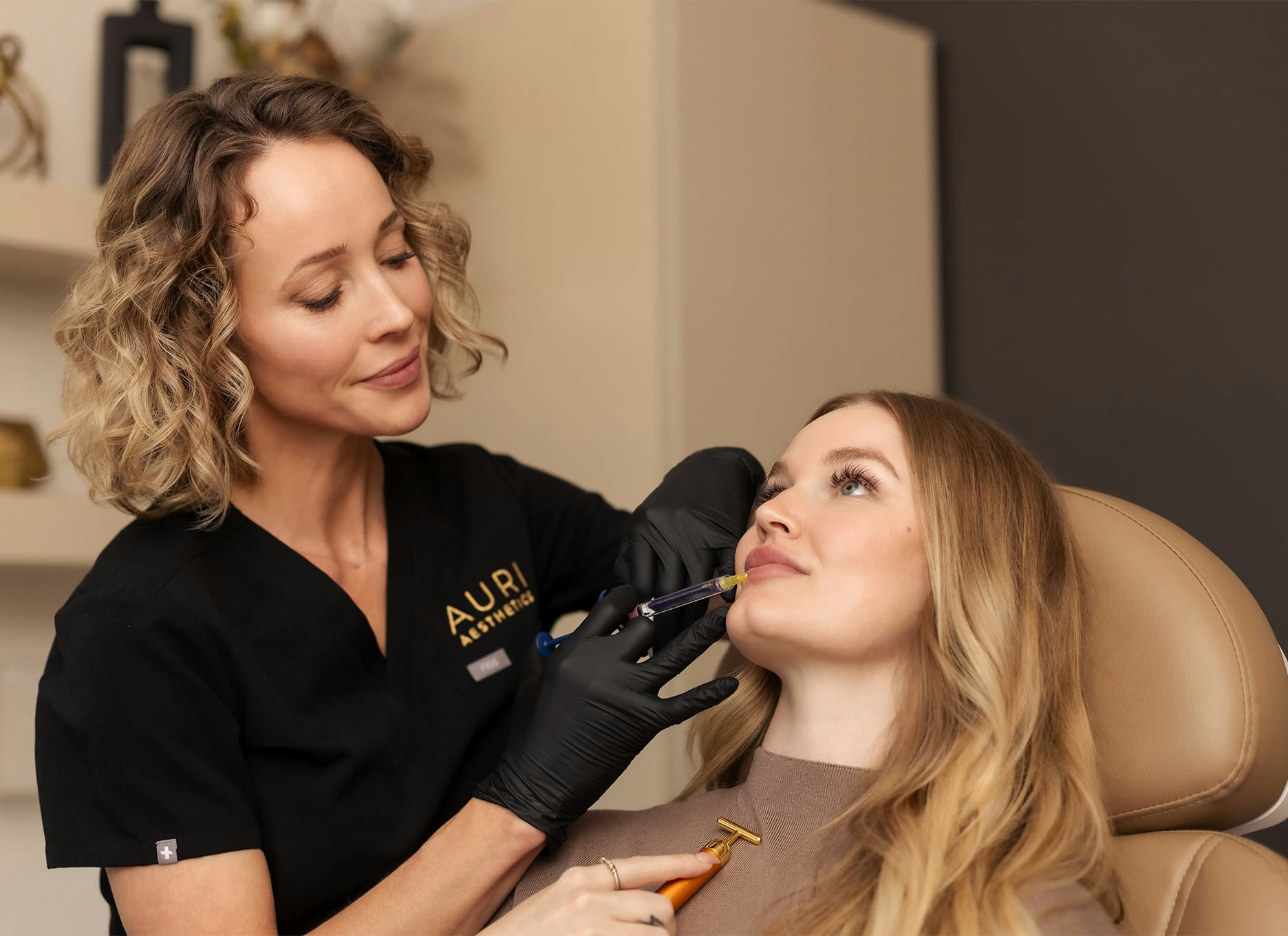 woman getting a lip injection