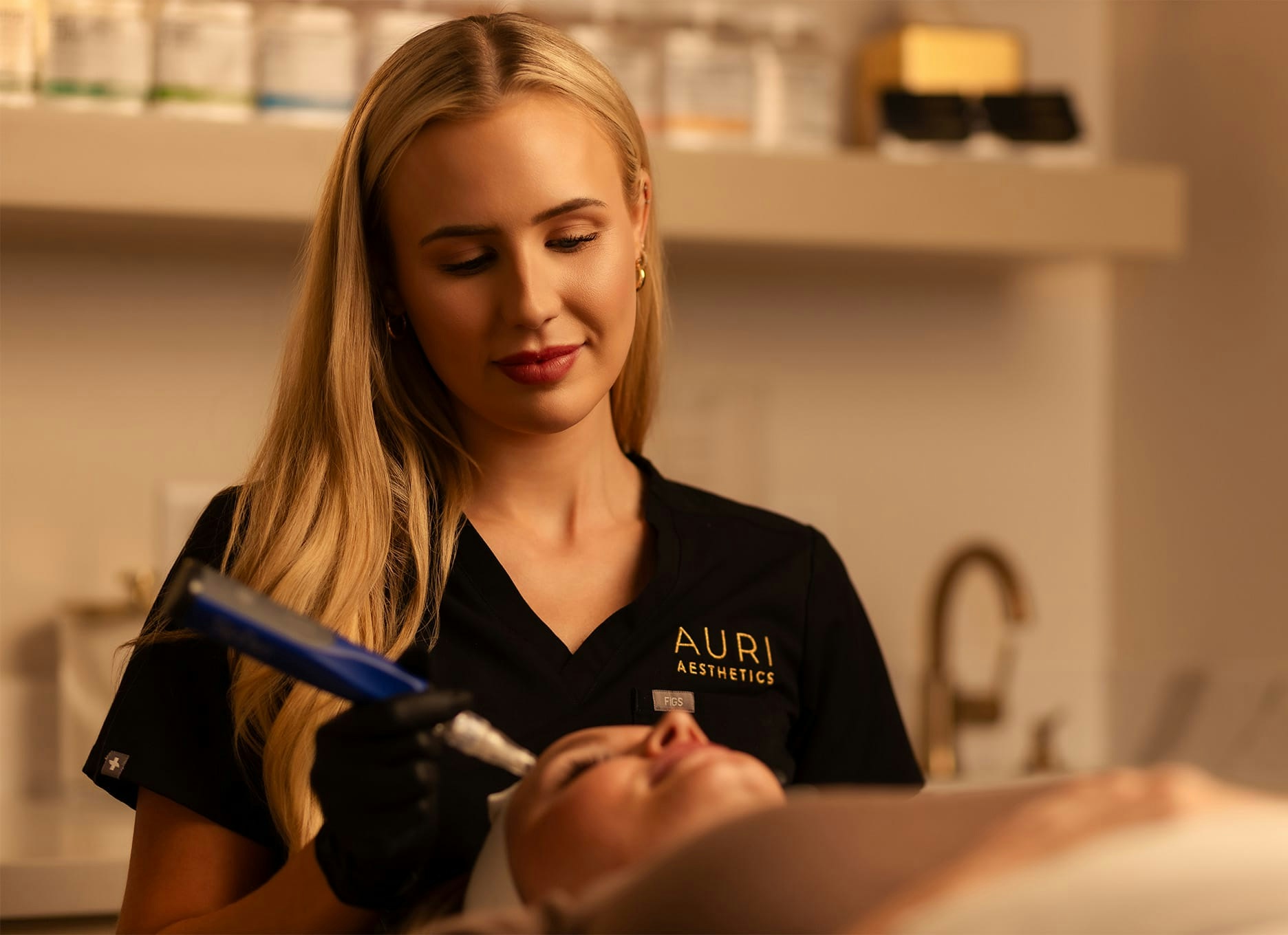 woman getting skinpen done