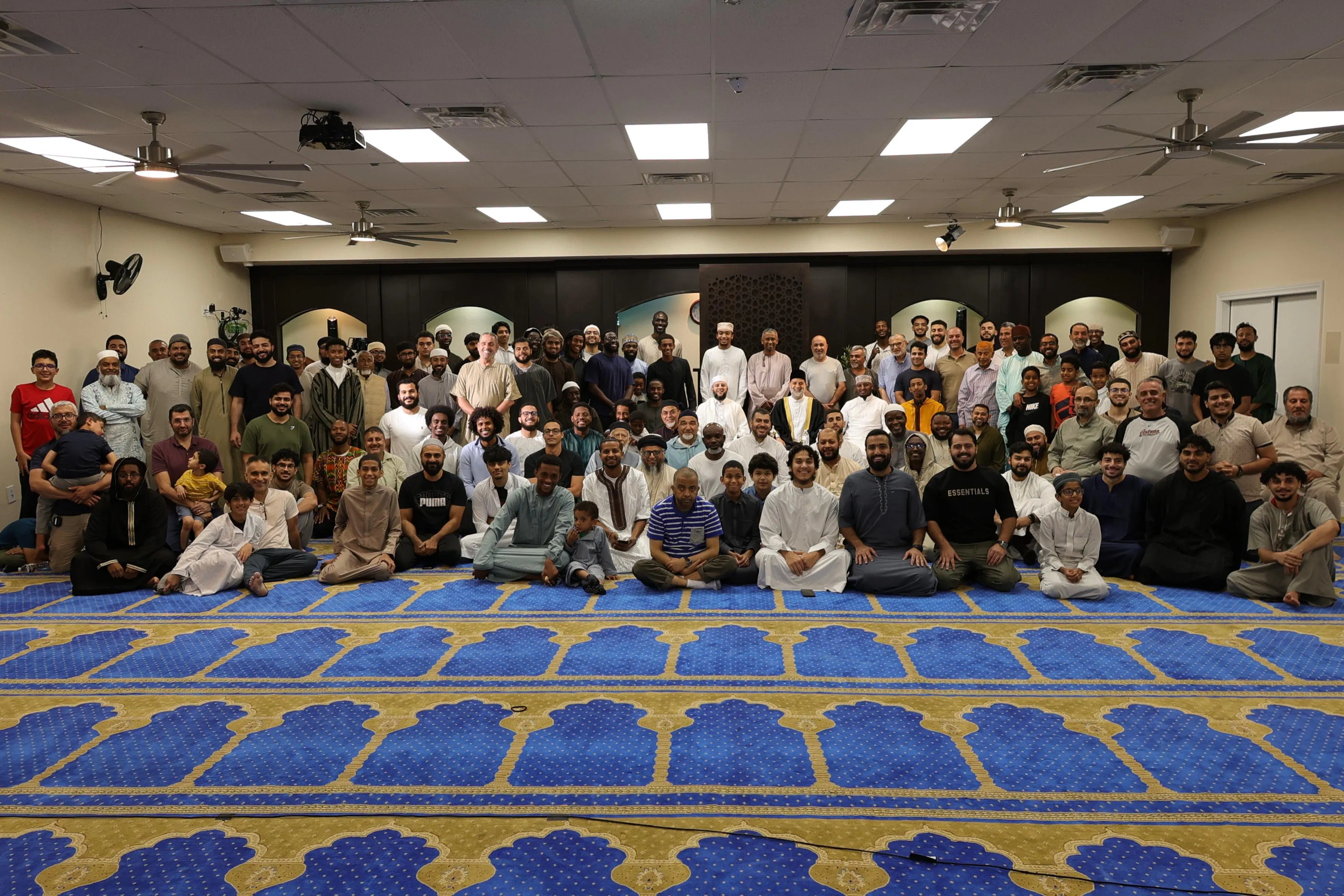 Muslim brothers all gathered in a mosque