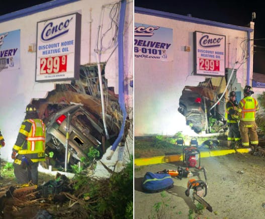 SUV Crashes Into Wall of Oil Business in Burlington City