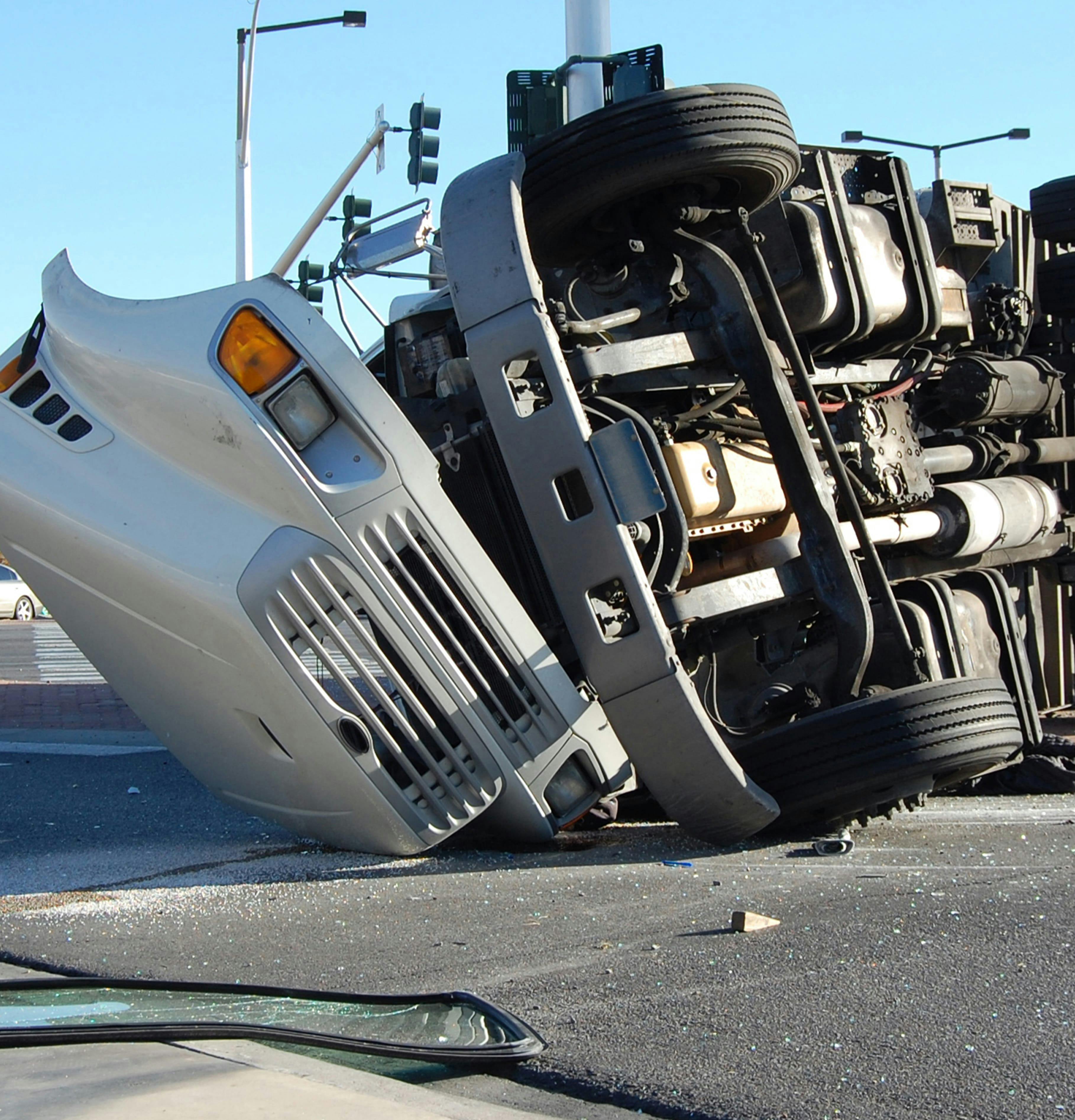 Tractor Trailer Rolls Over on I-95 Ramp