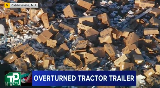 Tractor Trailer Spills Load on NJ Turnpike Friday