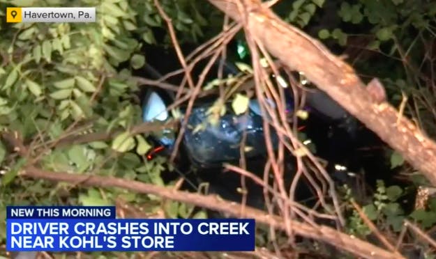 Car Crashes Into Creek in Havertown