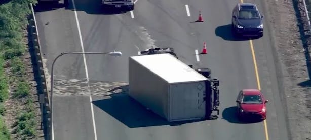 Overturned Truck Causing Delays on I-95 in Philadelphia