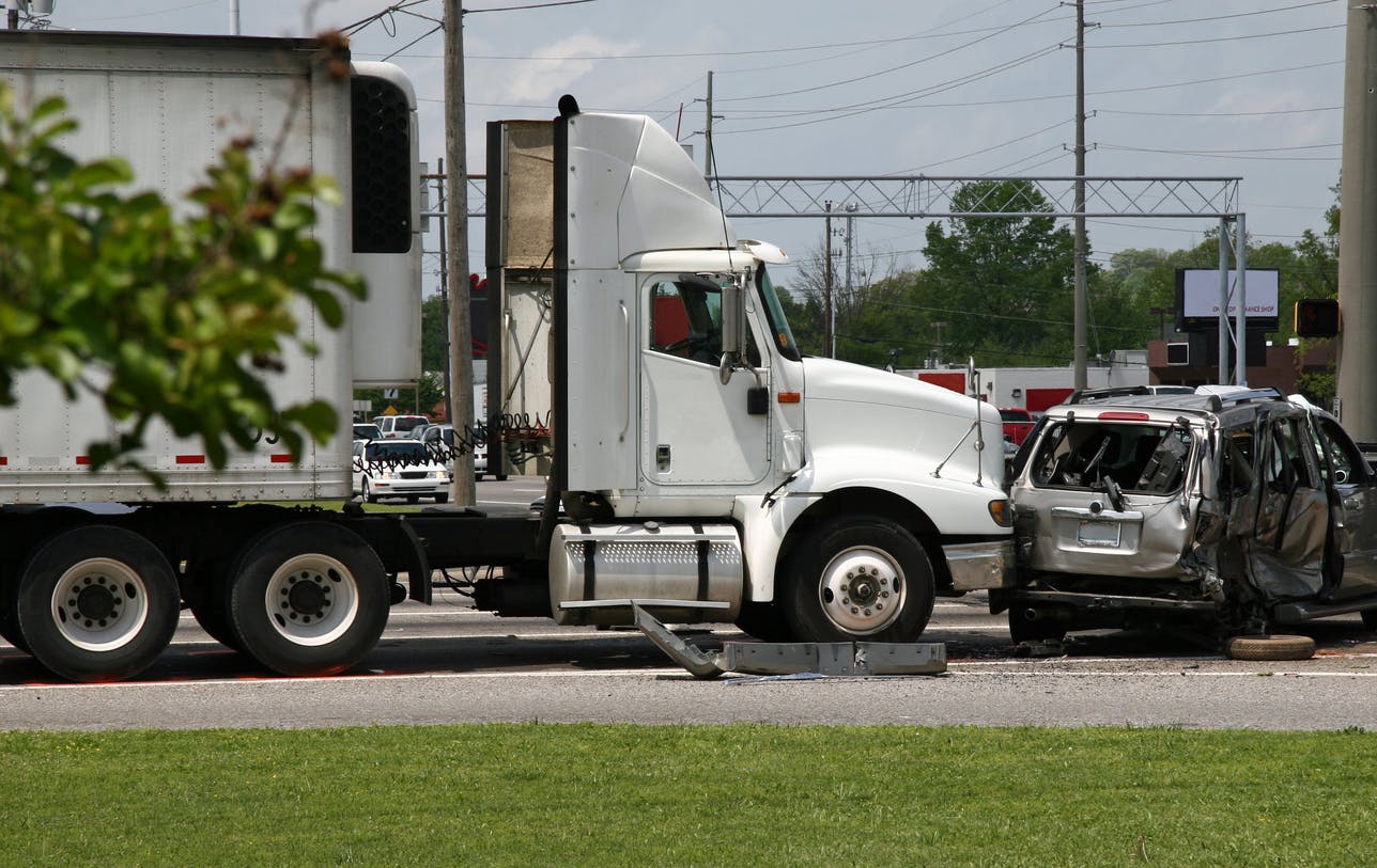 a car that got hit by a truck