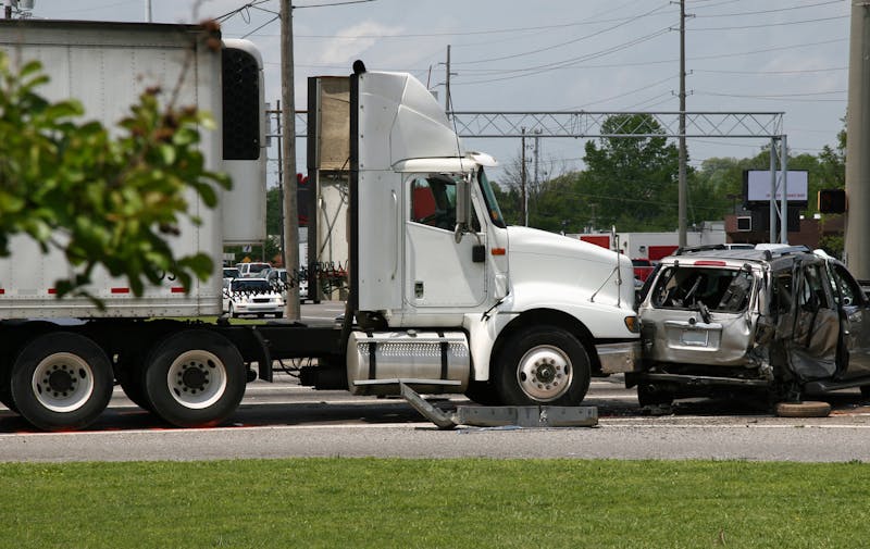 a car that got hit by a truck