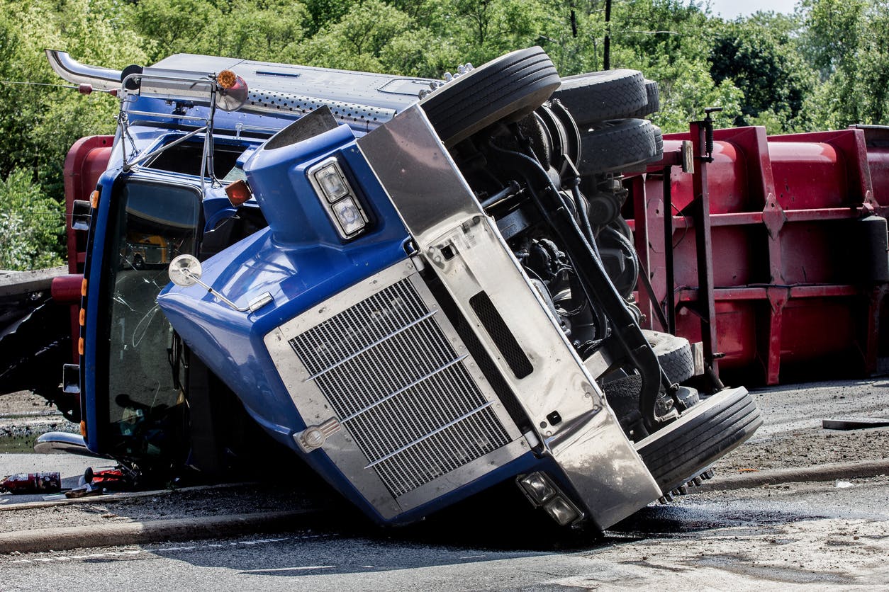 Tractor Trailer Rolls on Route 63