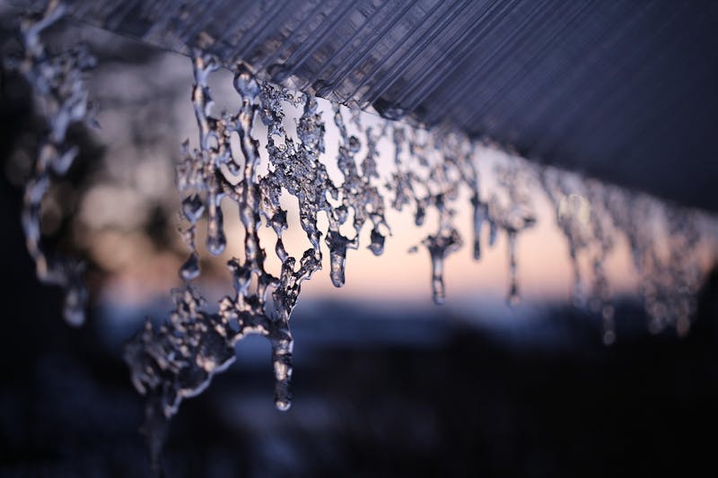 Ice hanging from roof