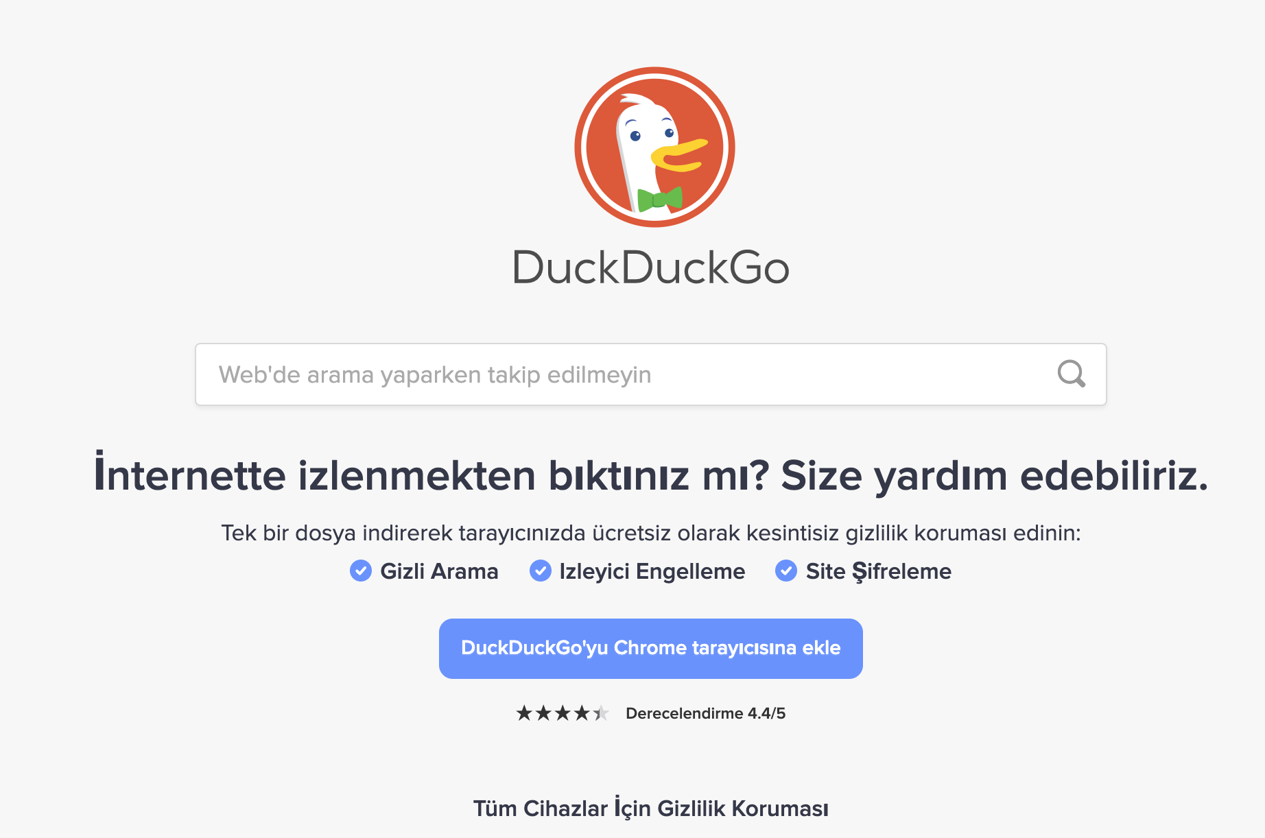 DuckDuckGo ana sayfa