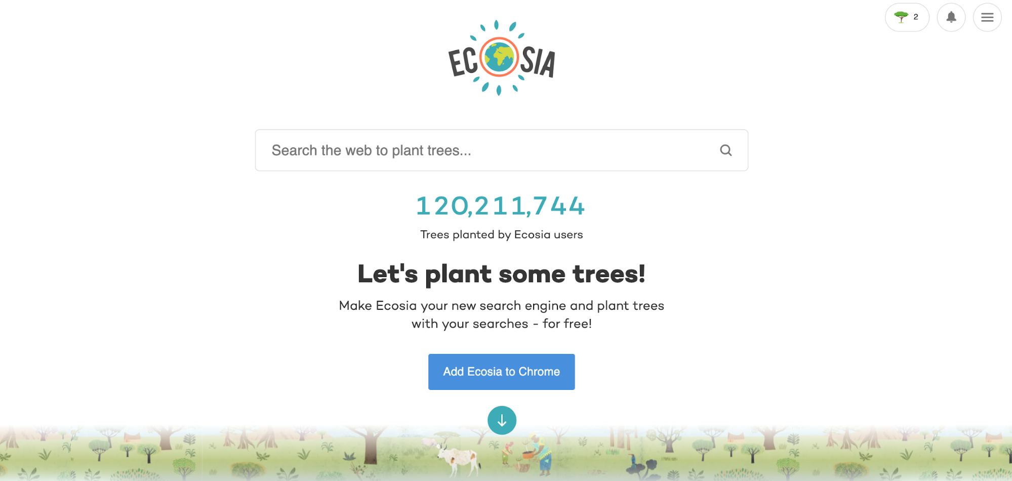 Ecosia ana sayfa
