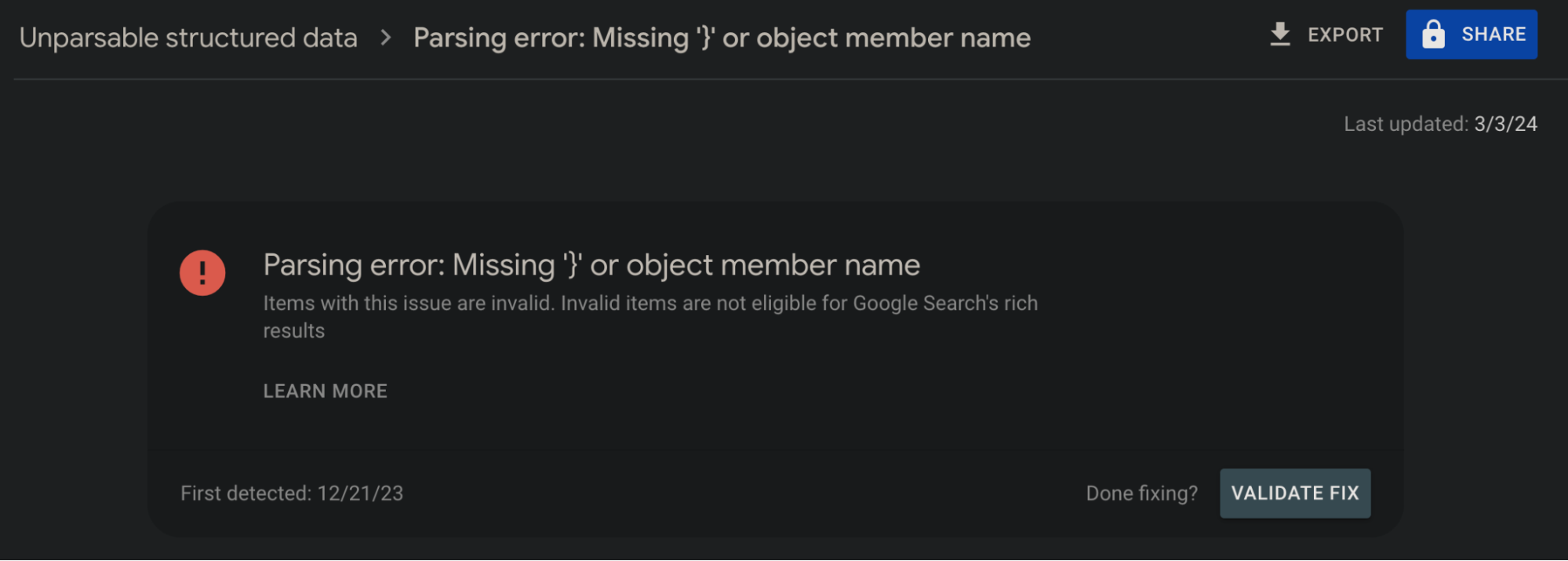 Parsing error: 