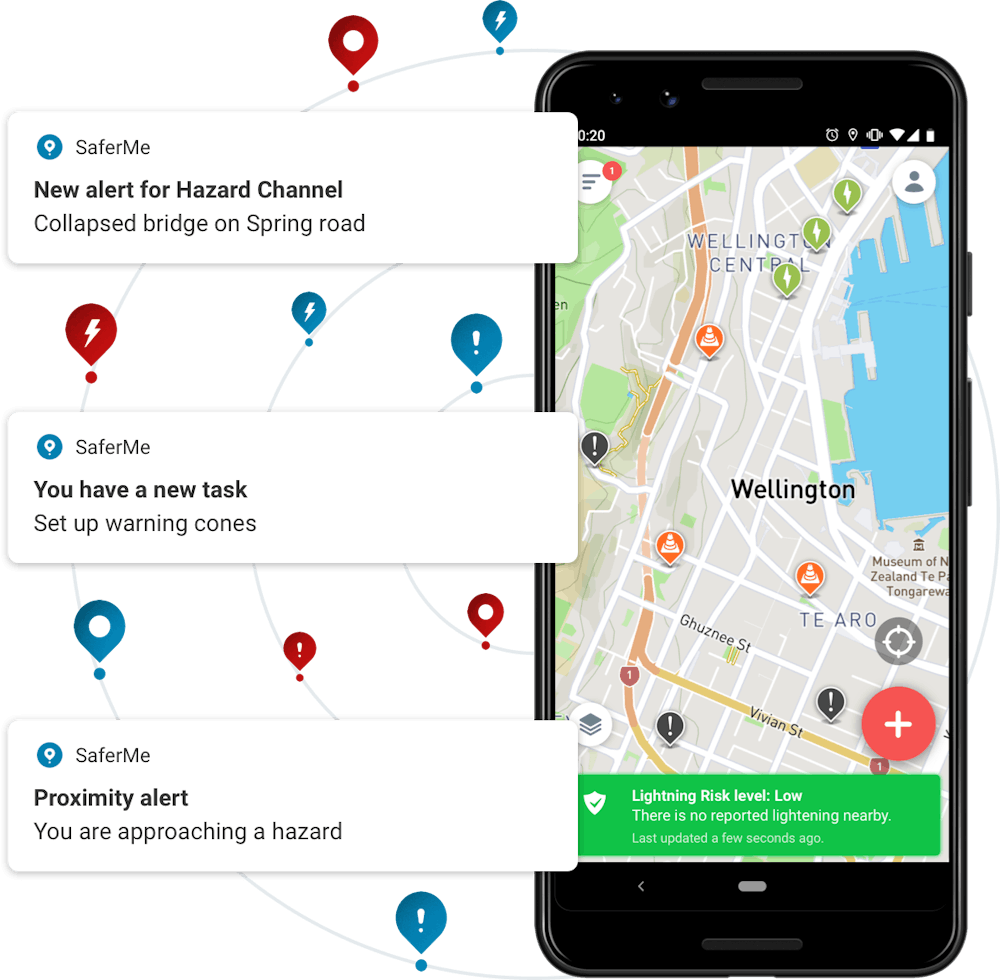SaferMe app with alerts