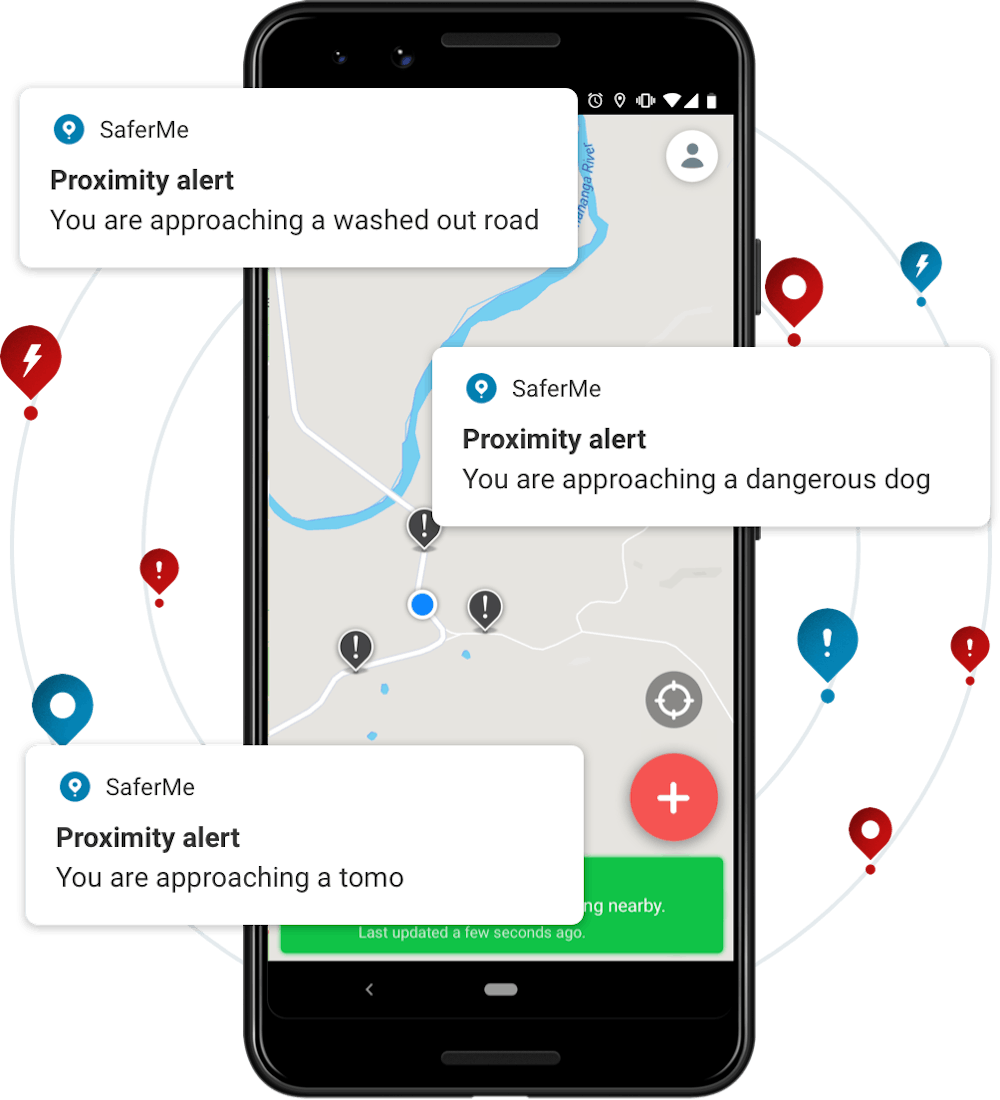 See the hazards around you at all times on the SaferMe app