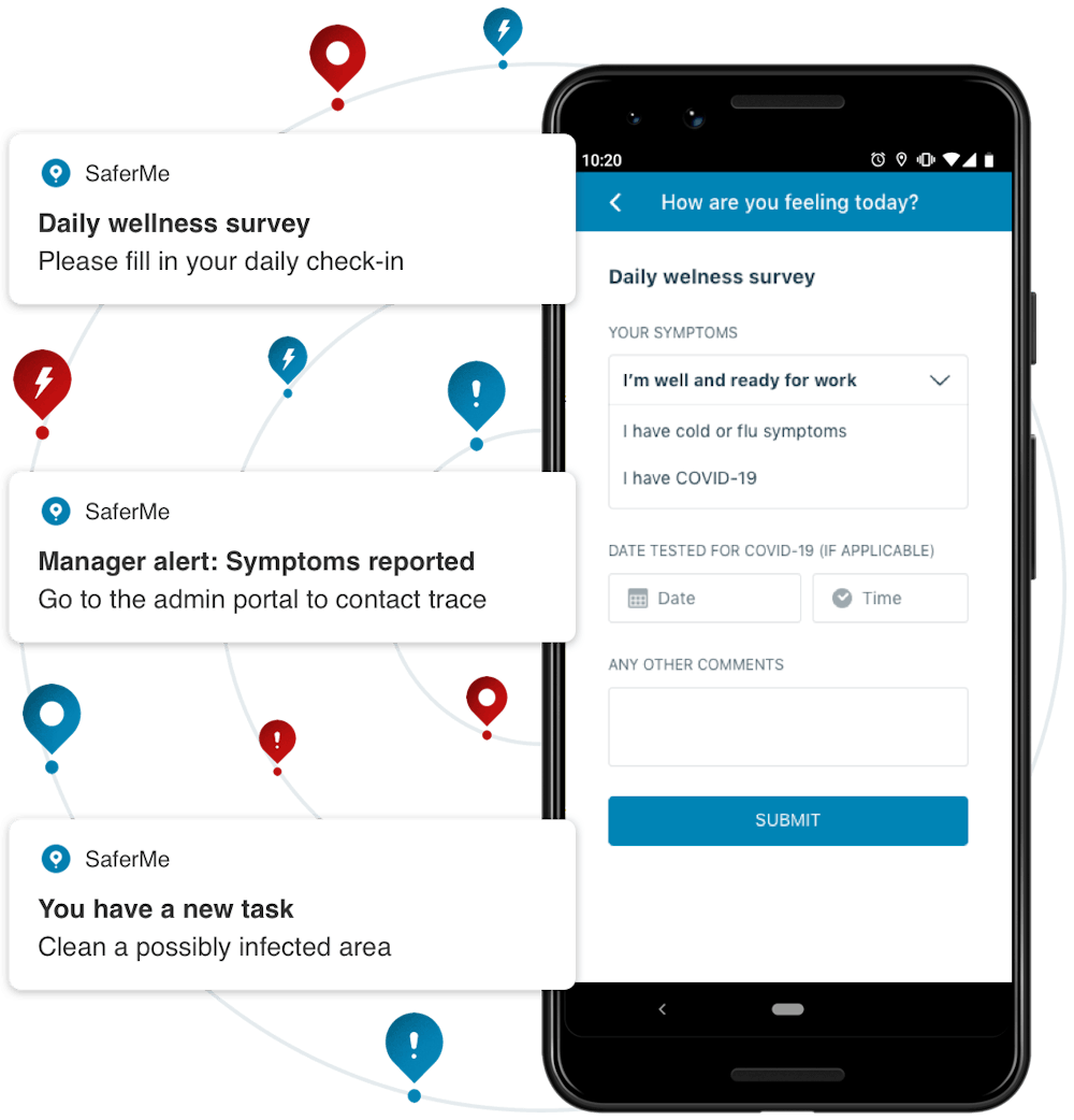 daily employee health check on the app