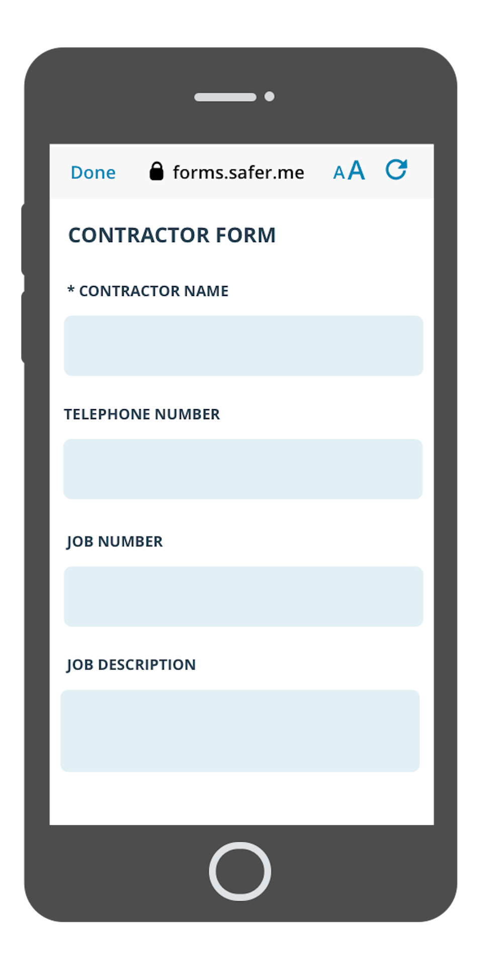 Onine safety form on mobile device