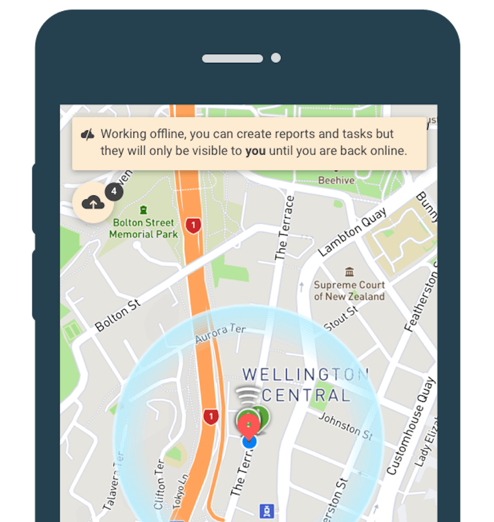 Offline safety app notification