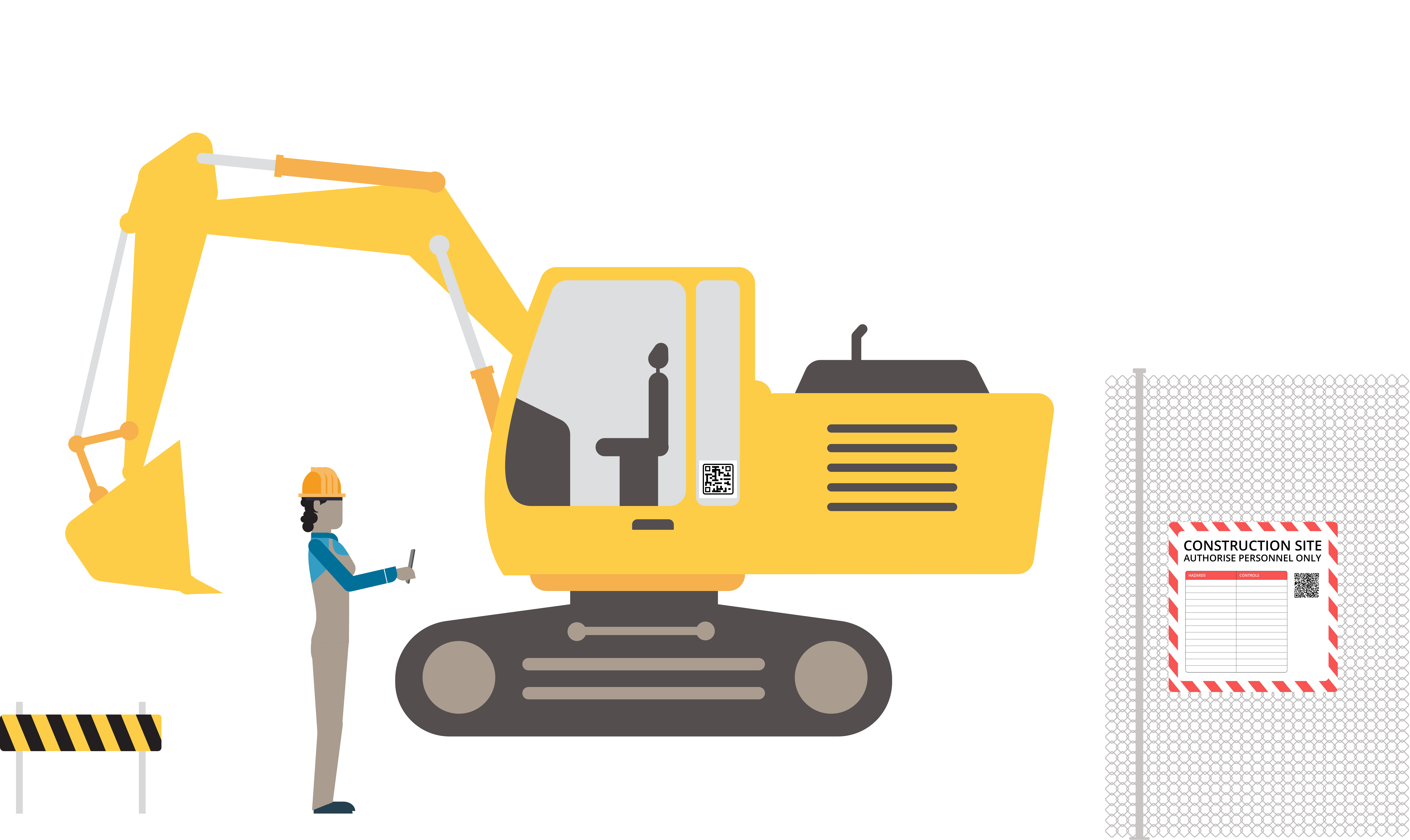 Construction site with QR codes