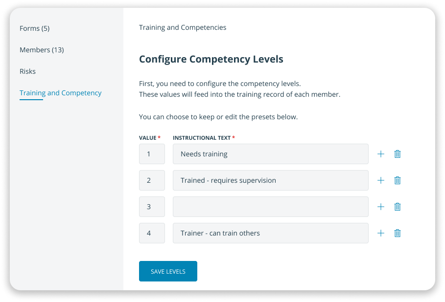 Configure Competency Levels