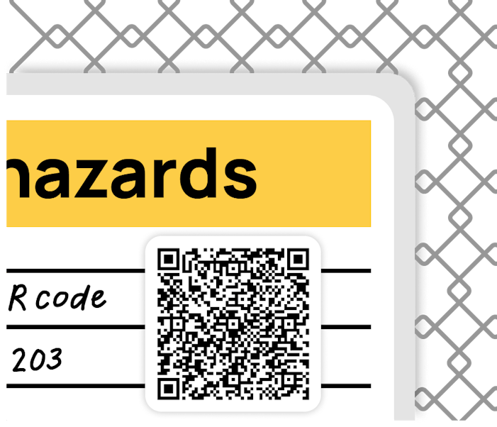 QR code on hazard board at site entrance