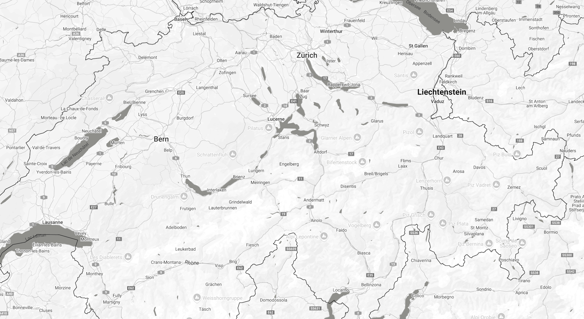Karte der Schweiz mit den Verkaufsgebieten von Biral