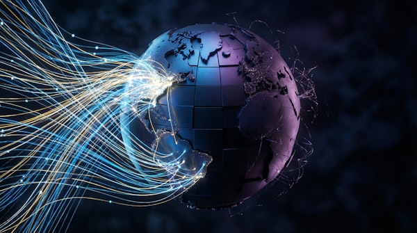 Digital data streams flowing between continents representing internet sovereignty