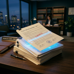 Legal documents with AI scanning in modern law office