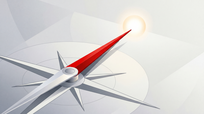 Compass with red needle representing European digital sovereignty