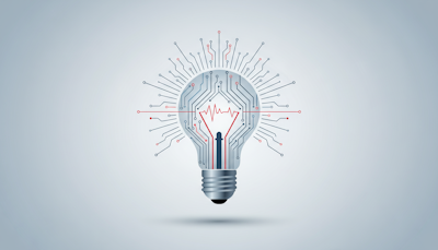 Lightbulb with circuit board representing DeepTech innovation