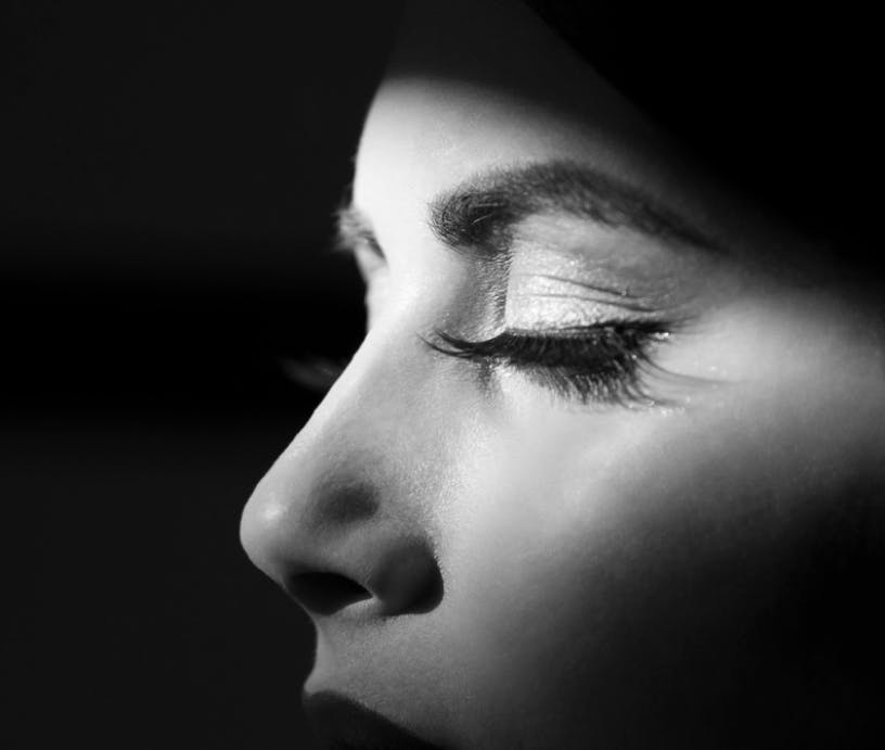 close up picture of a womans face