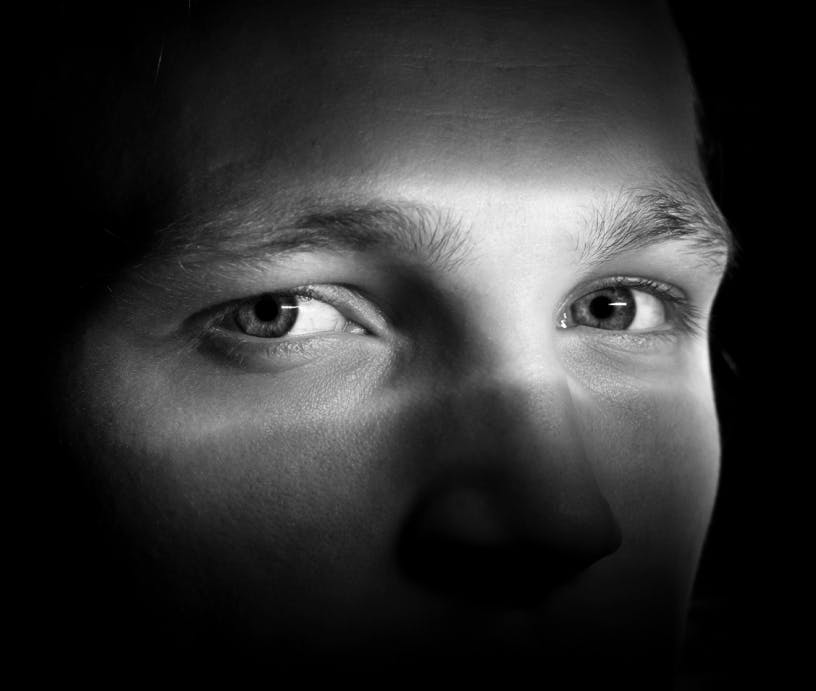 close up picture of man's eyes