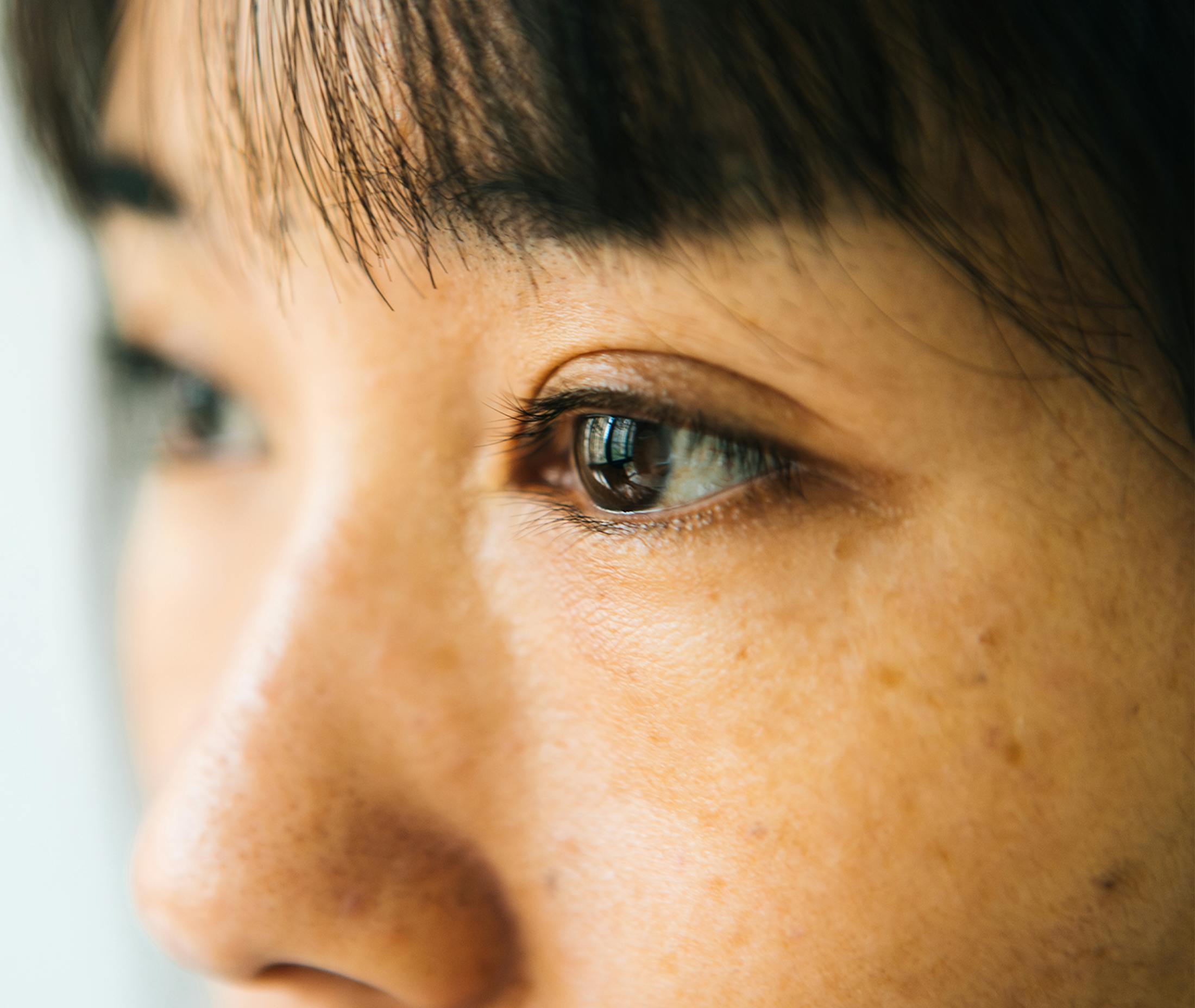 close up on woman's eyes