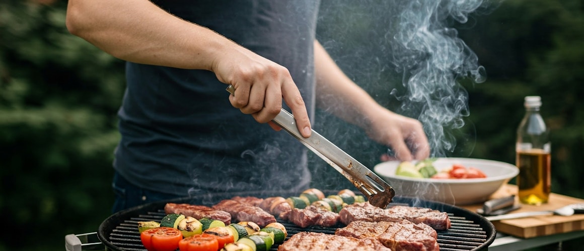 Man cooking on barbecue