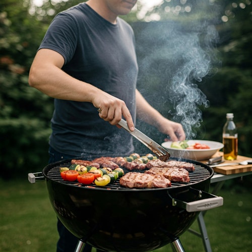 Man cooking on barbecue